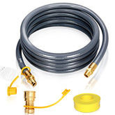 Knocokie front view of hose assembly showing fittings and length benefit