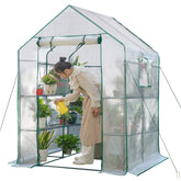 KOKSRY front view of walk-in greenhouse showing full setup and easy access