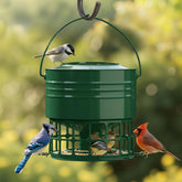 KOL front view feeder showing durable metal body and hanging hook benefit: long-lasting use