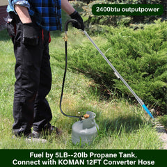 KOMAN burner flame in use on weeds for chemical-free control