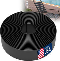 KOMORAX front view of 2-inch black vinyl strap roll showing length and packaging benefit durable supply