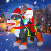 Koncifun front view of Santa riding dog inflatable, high-impact curb appeal