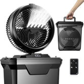Koonie front view showing fan blades and misting nozzles for powerful cooling