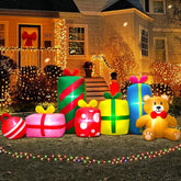 KOOY front view of gift boxes and bear showing festive curb appeal