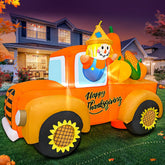 KOOY front view of inflatable Thanksgiving car showing festive appeal