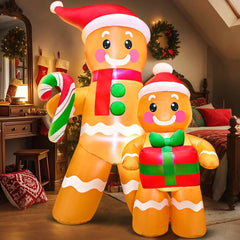 KOOY inflatables on yard at night creating bright holiday atmosphere