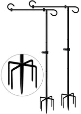 Koutemie front view flag stand showing full 49-inch height and matte black finish for visibility