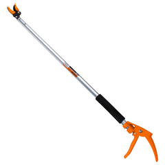 KSEIBI long reach pruner front view showing compact head and balanced pole for safer pruning