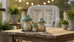 KSZNZB frogs staged by pond adding playful accent to water feature