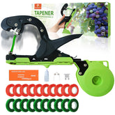 Kukkasilta tapener gun front view showing ergonomic handle and green body benefit: comfortable use