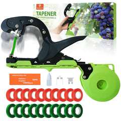 Kukkasilta tapener gun front view showing ergonomic handle and green body benefit: comfortable use