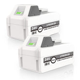 KUNLUN front view of 24V 6.0Ah battery pack showing labeling and fit benefit