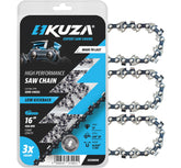 KUZA front packaging showing three 16 inch chains and product branding, clear identification benefit