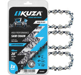 KUZA front packaging showing three 20 inch chains, reliable spare supply