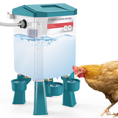 Kweetle front view showing full 2-gallon waterer and benefit reliable supply