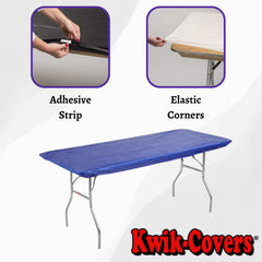 Kwik-Covers adhesive tape detail displaying extra hold on tables