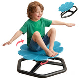 KYZDZQ front view of blue spinning chair showing flower seat and stability benefits