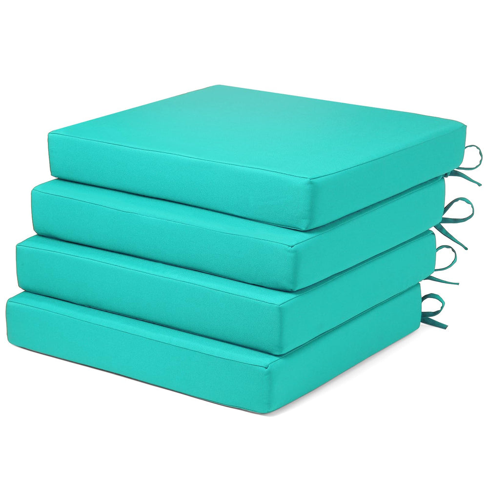 LA COUSSIN front view of teal cushion set showing neat packaging and color