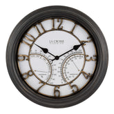 La Crosse Technology courtyard clock front view showing clear numerals and hands for easy reading