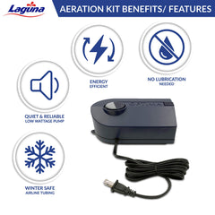 Hagen Laguna styrofoam float with air stone suspended showing adjustable depth control benefit