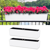 LáLáGreen front view of double 40 inch planters showing clean white finish and included brackets