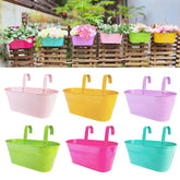 LáLáGreen front view of six colorful rail planters showing vibrant décor benefit