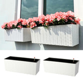 LaLaGreen front view of 20in window box showing sleek white design and mounting brackets