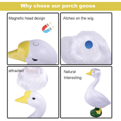 Lamiaraga goose head wearing megenetic wig showing easy seasonal styling