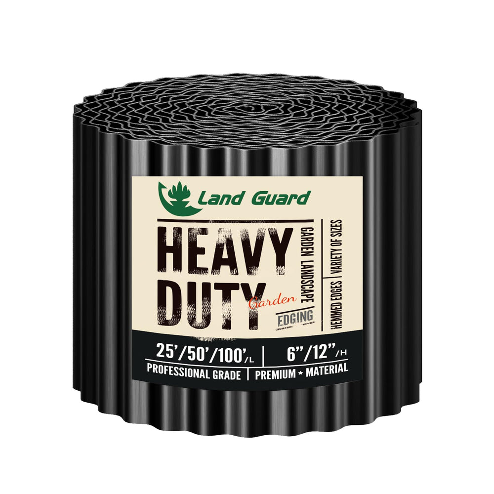 Land Guard front view of glossy black 6-inch corrugated garden edging showing roll and finish