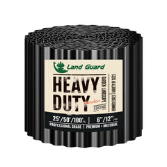 Land Guard front view of glossy black 6-inch corrugated garden edging showing roll and finish