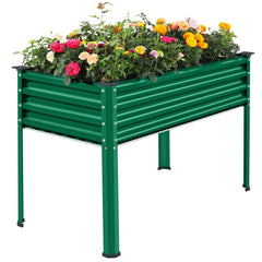 Land Guard front view of raised bed showing sturdy green finish and planting area