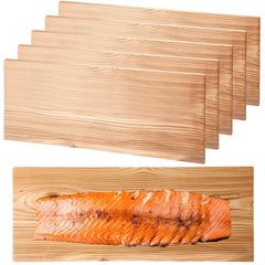 Landical front packaging of six cedar grilling planks showing quantity and size benefits