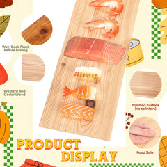 Landical cedar plank under salmon on a hot grill adding smoky flavor benefit