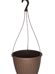 Landmark Plastics front view of brown hanging basket showing shape and rim for display