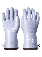 LANON Protection front view of purple Wahoo gloves shows packaging and fit benefits