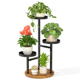 LASZOLA front view showing three-tier black plant stand and tidy display