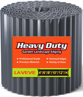 LAVEVE front view of dark gray 6-inch corrugated garden edging showing full roll