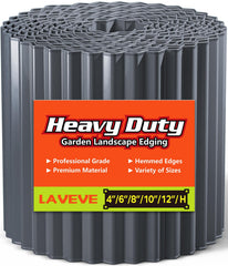 LAVEVE front view of dark gray 6-inch corrugated garden edging showing full roll