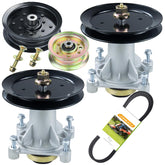 Lawneagle front view of two spindle assemblies showing durable construction and fit