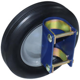 Lawneagle front view gate wheel showing durable construction and quick replacement benefit