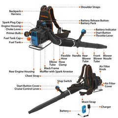 LawnMaster engine close-up highlighting 31cc power and durable construction