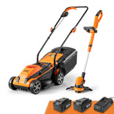 LawnMaster mower front view showing compact deck and maneuverability