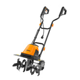 LawnMaster TE1318M front view showing controls and sturdy frame for reliable tilling