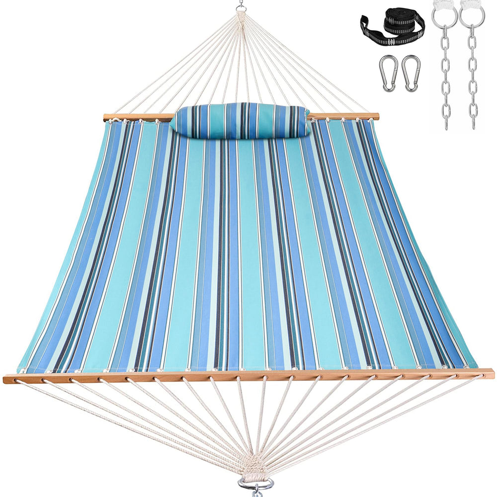 Lazy Daze front view hammock showing full 12 ft setup and inviting lounge benefit