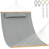 Lazy Daze front view showing spreader bar and full bed for stable lounging