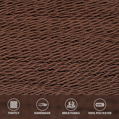 Lazy Daze braided polyester rope bed texture close-up showing breathable comfort benefit
