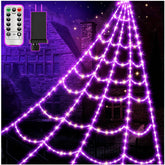 LCHUANG front view of illuminated spider web net for dramatic Halloween curb appeal