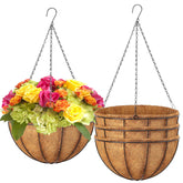 LCHUANG front view of four metal hanging baskets showing ready-to-hang benefit