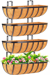 LCHUANG front view of four 24-inch railing planters showcasing durable finish and length