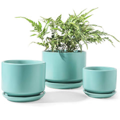 LE TAUCI front view of aqua ceramic pot set, adds modern style